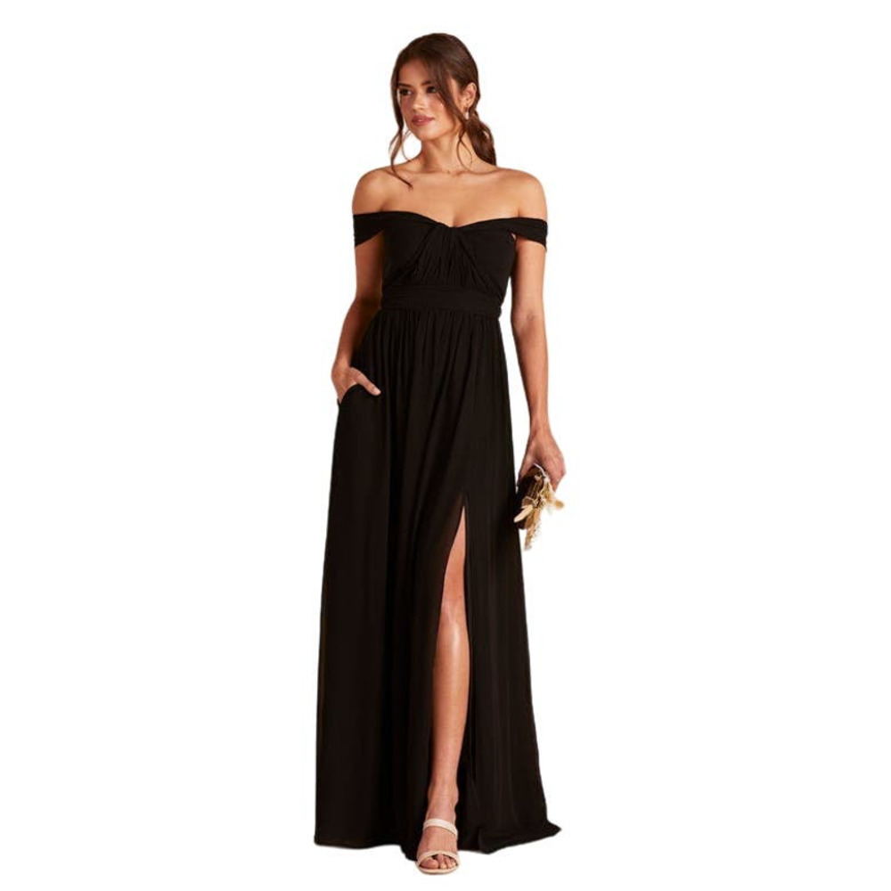 Birdy Grey Black Off-Shoulder Maxi Dress